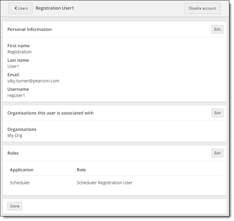 Scheduler Registration user screenshot.